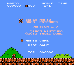 Super Mario Bros. Extended - Version A Title Screen